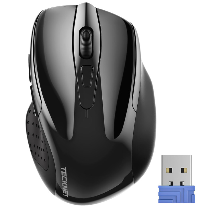 TECKNET Wireless Mouse, 2.4G Ergonomic Optical Mouse, Computer Mouse for Laptop, PC, Computer, Chromebook, Notebook, 6 Buttons, 24 Months Battery Lif