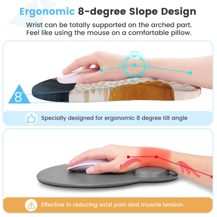 HAOCOO Ergonomic Mouse Pad Wrist Support and Keyboard Wrist Rest, 3 PCS Computer Carpal Tunnel Mouse Pads for Desk with Coaster Set, Memory Foam Mous