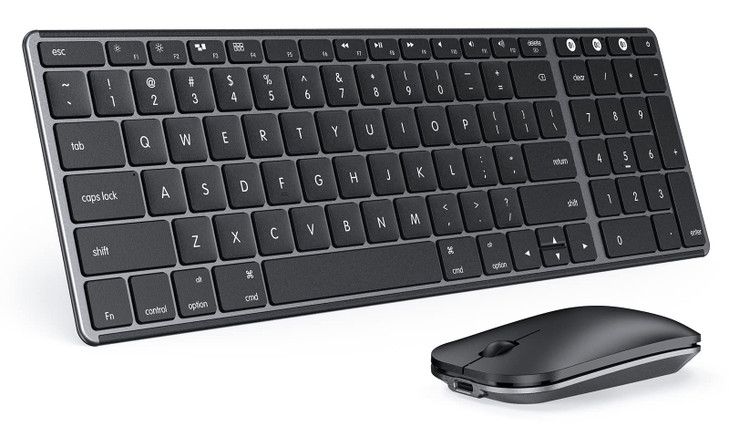 seenda Bluetooth Keyboard and Mouse Combo for Mac, SKM64-2 Rechargeable Slim Wireless Keyboard Mouse Compact, 3 Multi-Device Connection, Compatible f