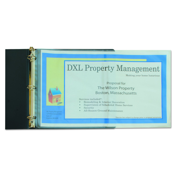 C-Line, CLI62237, Panoramic Fold-Out Sheet Protectors, 25 / Box, Clear, 17 X 11