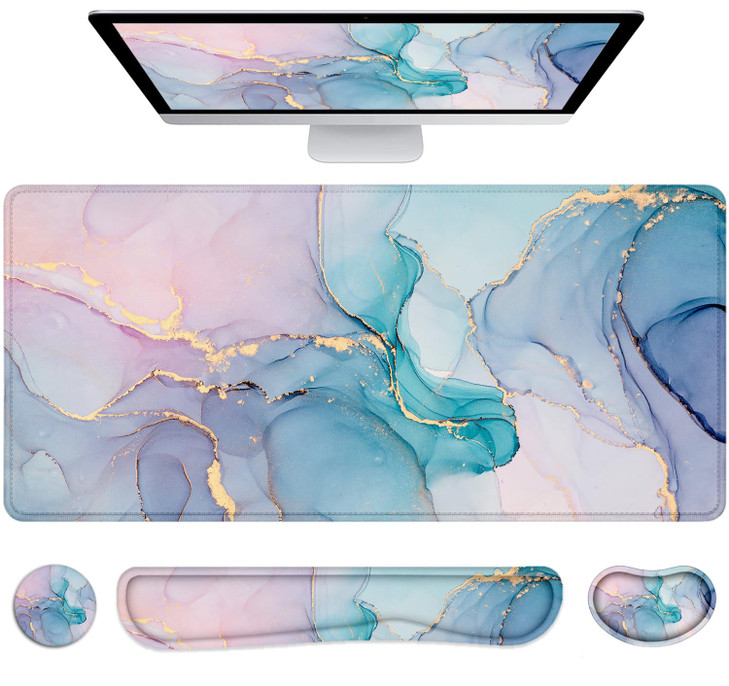 LATEEFAH Desk Mat, Mouse Pad with Wrist Rest, 4-in-1 Large Mouse Pads for Desk, Ergonomic Mouse Pad and Keyboard Wrist Rest Gaming Keyboard Mat for O