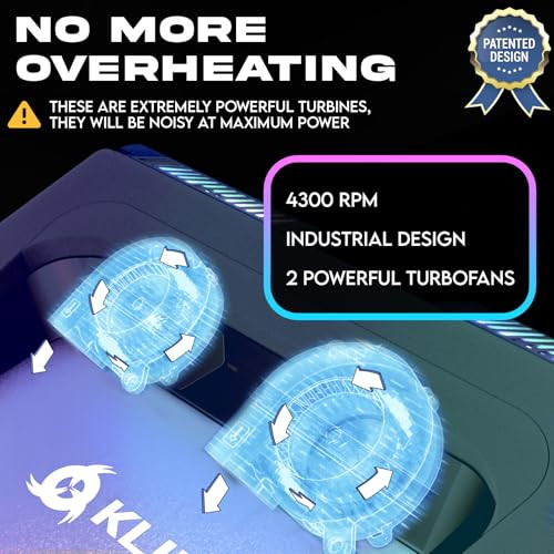 KLIM Mistral Laptop Cooling Pad - New - Powerful Turbo-Laptop Fans (4500 RPM) - Rubber Seal and Dust Filters for Maximum Performance - Gaming Laptop