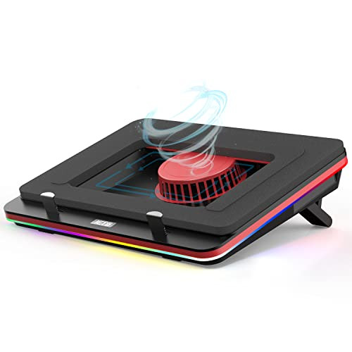 IETS GT500 Powerful Turbo-Fan (5000 RPM) RGB Laptop Cooling Pad with Infinitely Variable Speed,Seal Foam for Rapid Cooling Gaming Laptop,Dust Filter