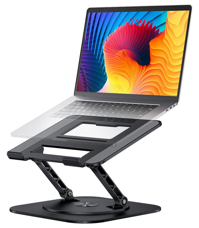 AOEVI Adjustable Laptop Stand with 360 Rotating Base, Computer Stand for Laptop Ergonimic Foldable Laptop Riser for Desk Compatible with MacBook Pro/
