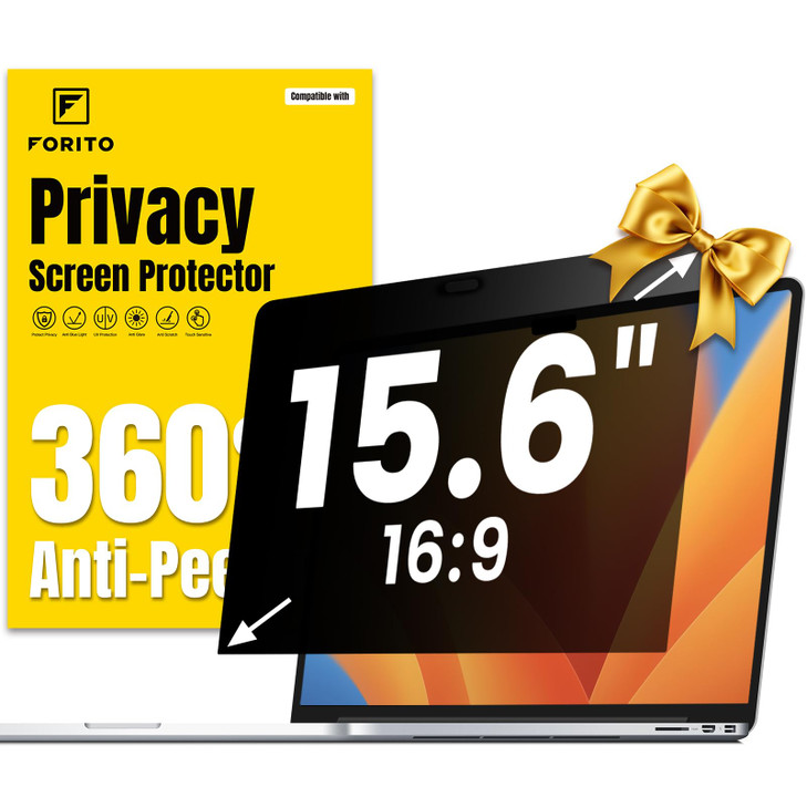 F FORITO 15.6 Inch Laptop Privacy Screen Protector, 360° Anti Peeping and Anti Glare Laptop Privacy Shield Compatible with 15.6" HP/Lenovo/Dell/Acer/