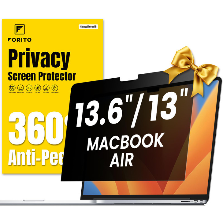 F FORITO 360° Privacy Screen Protector Compatible with MacBook Air 13.6 inch (2022-2025, M2, M3, M4), Anti Peeping and Anti Glare Laptop Privacy Scre