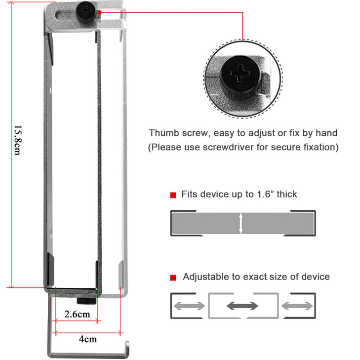 IFCASE Aluminum Wall Laptop Mount Holder for MacBook Air, Pro, Surface, iPad, Tablets, Cell Phones with Headphone Hook, Anti-Scratch Pads, Adhesive &