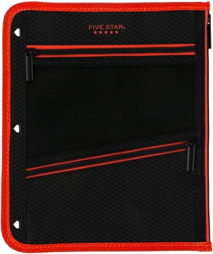 Five Star Pencil Pouch, Pen Case, 3-Pocket Zipper Pouch, Fits 3-Ring Binder, Random Color Shipped, 1 Count (50642)