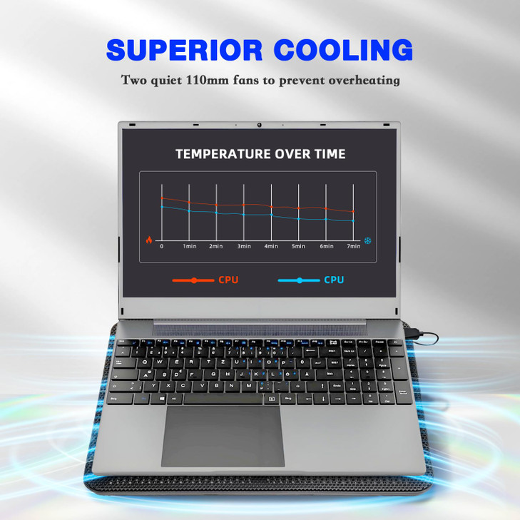 Laptop Cooling Pad, Coolertek Portable Slim Quiet Laptop Notebook Cooler Cooling Pad Stand with 2 Blue LED Fans, USB Powered, Adjustable Angled, Fits