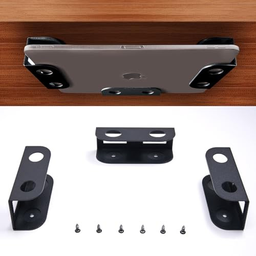 BYMECOST Under Desk Laptop Storage Mount, Metal Under Desk Device Holder, for Devices Up to 1.37" Thick, MacBook, Mini, Keyboard, Router, with Anti-S