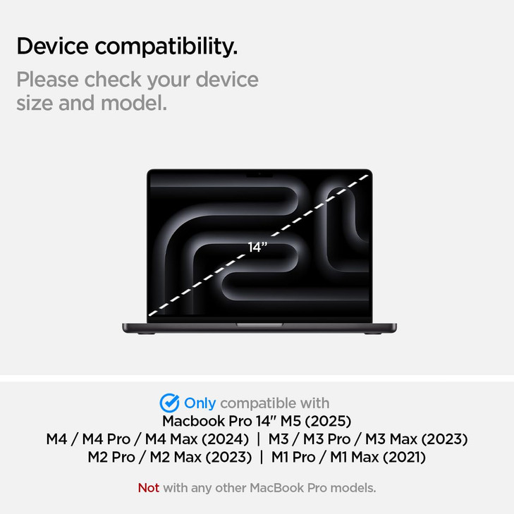 Spigen Tempered Glass Screen Protector [GlasTR Slim] Designed for MacBook Pro 14 inch (M5 / M4 series / M3 series / M2 series / M1 series)