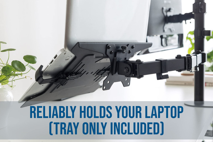 MANHATTAN Laptop Vesa Mount Tray - Heavy Duty and Fully Adjustable Laptop Holder Attachment - Fits Notebook with Width up to 17 in, Lifetime Mfg Warr