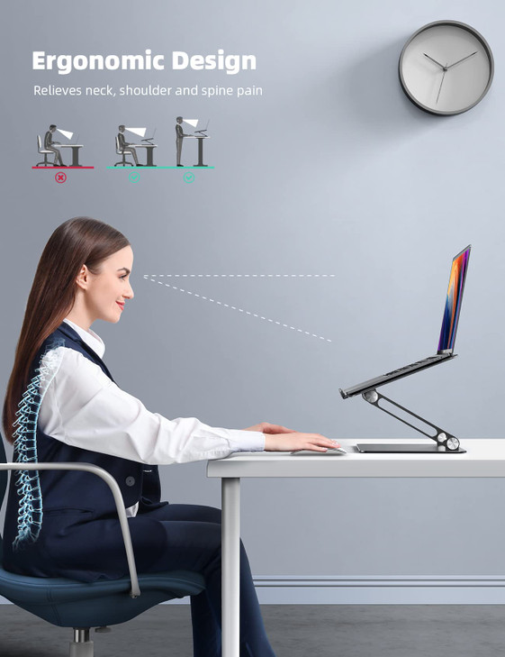 Lamicall Adjustable Laptop Stand, Portable Laptop Riser, Aluminum Laptop Stand for Desk Foldable, Ergonomic Computer Notebook Stand Holder for MacBoo