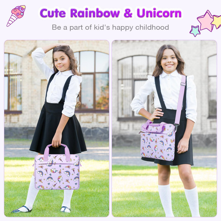 MoKo 10-12.5 Inch Kids Tablet Sleeve Carrying Case for Fire HD 10 13th/11th Gen, Fire HD 8/7 Kids 2022, Tablet Bag with Shoulder Strap for 10/10.1 In