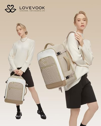 LOVEVOOK Large Travel Backpack for Women, TSA Carry on Backpack for Airplanes, 40L Personal Item Travel Bag for Women fits 17" Laptop,Waterproof Carr