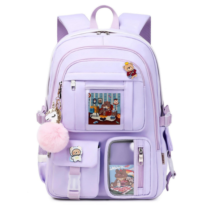 LXYGD Backpack for Girls with Accessories Laptop Bookbags 16 Inch Kawaii Kids Elementary Middle High School Bag College Travel Daypack Gifts for Teen
