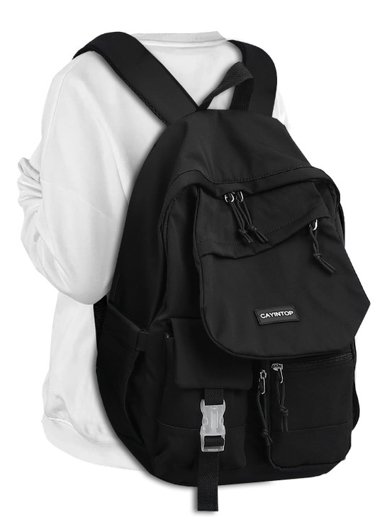 CAYINTOP Students Bookbag School Backpack Black: 17.3 Inch Laptop Backpack for Women College Bag with USB Charging Port Black Backpack for Girls Teen