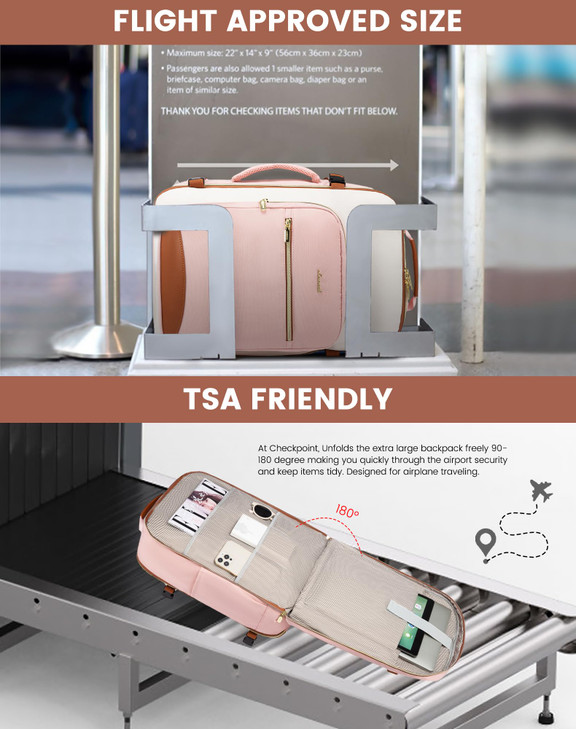 LOVEVOOK Large Travel Backpack for Women & Men, 40L Carry on Backpack for Airplanes, TSA Personal Item Travel Bag fits 17" Laptop, Waterproof Travel