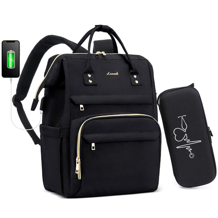 LOVEVOOK Nurse Backpack Laptop Backpack for Women with Stethoscope Case & USB Charging Port Anti Theft Travel Backpacks Doctor Bag Fits 15.6 Inch Lap