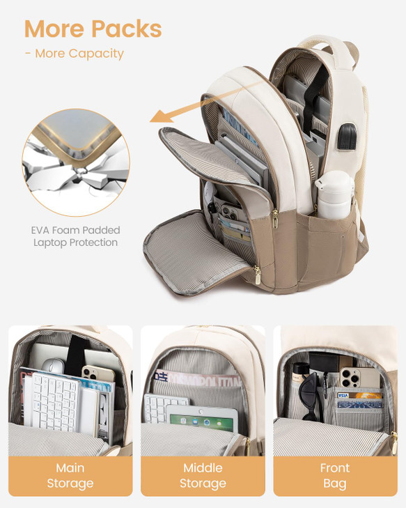 LOVEVOOK School Backpack for Women Classic Backpack with 15.6" Laptop Compartment Lightweight Bookbag for College Work High School