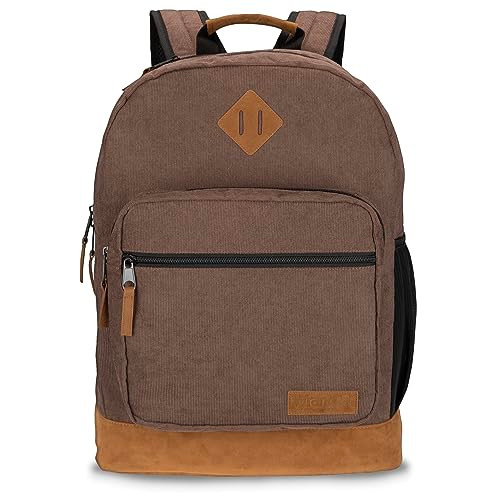 Wrangler Yellowstone Sturdy Backpack for Travel Classic Logo Water Resistant Casual Daypack for Travel with Padded Laptop Notebook Sleeve (Brown Cord