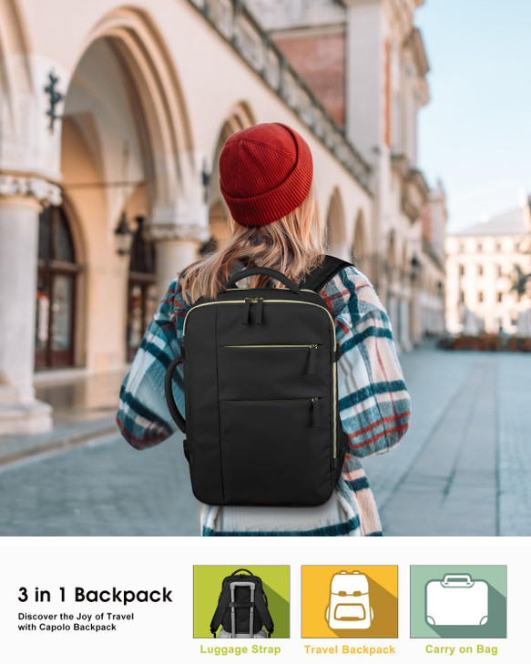 Capolo Travel Backpack for Women Men Waterproof Laptop Backpack Airlines Approved Personal Item Backpack Bag Computer Bookbag for Business, Work, Tra