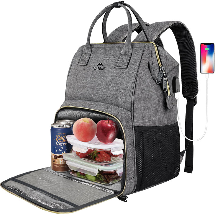 MATEIN Lunch Backpack for Women, 15.6 Inch Laptop Backpack with Lunch Compartment, Lightweight Work Backpacks for Teacher Nurse, Insulated Cooler Lun