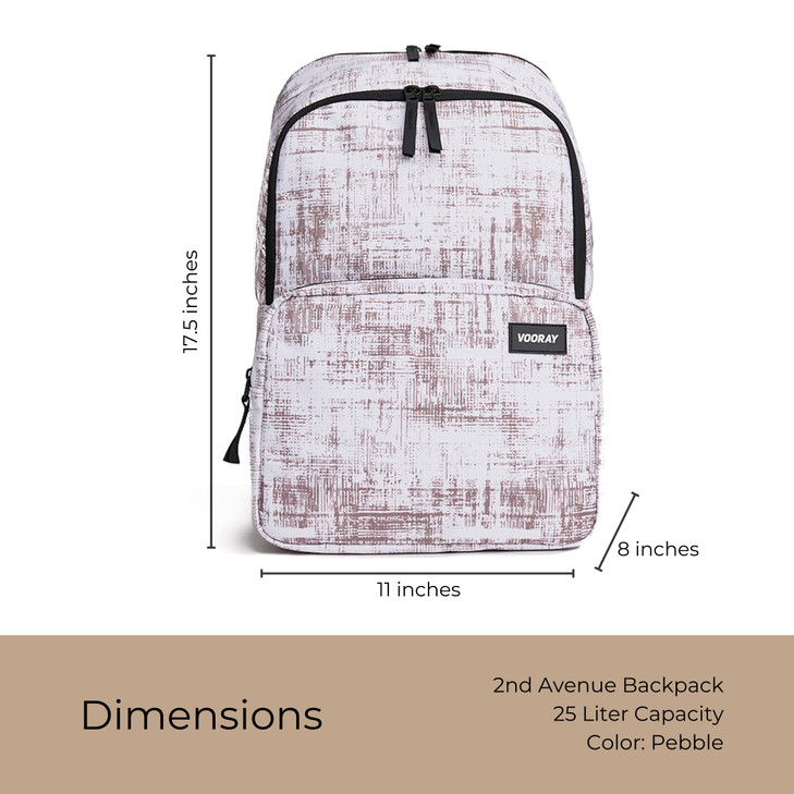 VOORAY 25L 2nd Avenue Backpack, Large - Travel, Gym & Sports Backpack - Pebble