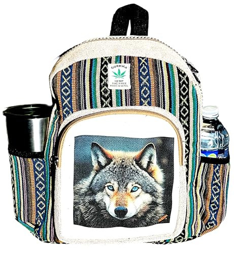 Gurkha Handmade Himalayan Hemp Backpack 14 IN Large Backpack Hippie, Festival, Hiking, Laptop & Tablet Backpack - Handmade In Mt. Everest Country Nep