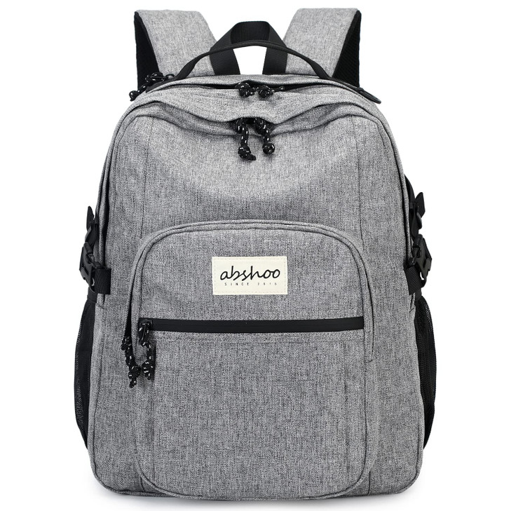 abshoo Classical Laptop Travel Backpack for Women Men College School Bookbag With USB Charging Port (Grey)