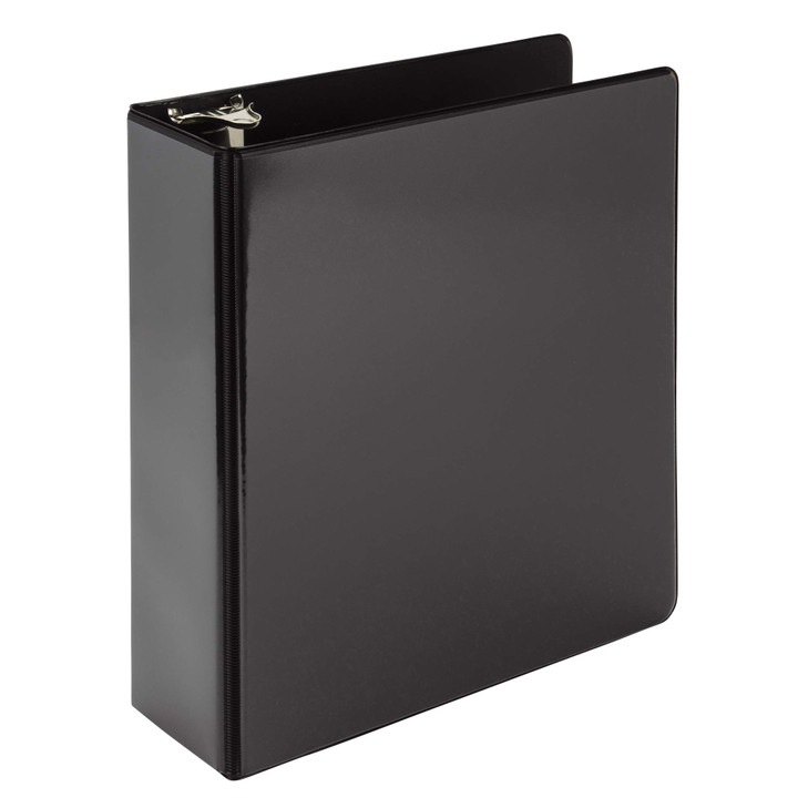Samsill Economy 2 Inch Mini 3 Ring Binder, Made in The USA, 9.1" x 7.5" Round Ring Binder, Non-Stick Customizable Cover, Black
