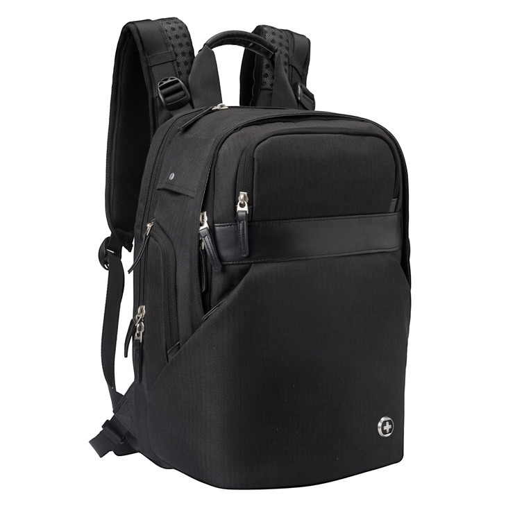 Swissdigital Design Massage Backpack, USB Charging Port Large Capacity Laptop Backpack Suitable for Business Work, Black | SD1005M-01