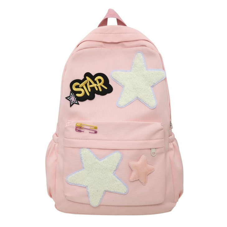 MININAI 2026 Preppy Backpack Trendy Y2K Stars Backpack Cute Aesthetic College Laptop Backpack Casual Daypack Y2k Accessories (Pink,One Size)