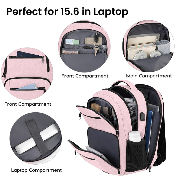 Backpack for Girls Women, School Backpack for Teen Boys, Lightweight Casual High School Bookbag, Daily-use Travel Laptop Backpack with USB Charging P