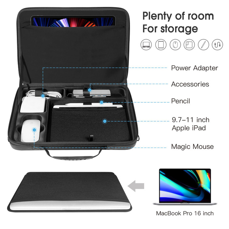 Smatree Laptop Hard Carrying Case for 16.2 inch MacBook Pro M4 2024/2023 A2991 A2780/2021 A2485/2019, for 11 inch iPad Pro M5 2025/iPad A16 2025/iPad