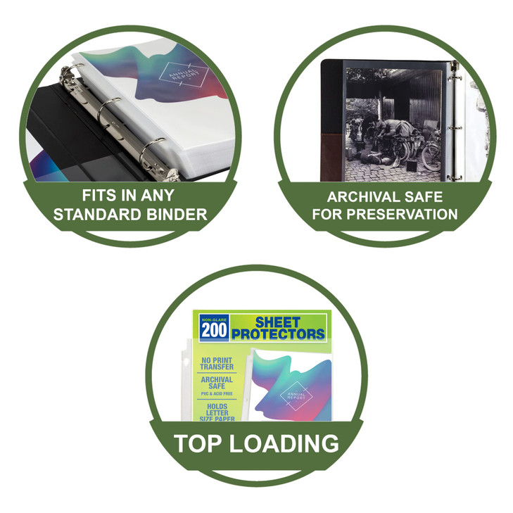 Samsill 200 Pack Heavy Duty Sheet Protectors, Non-Glare, 8.5x11 Inch Page Protectors for 3 Ring Binder, Letter Size Protectors, Reinforced Holes, Non