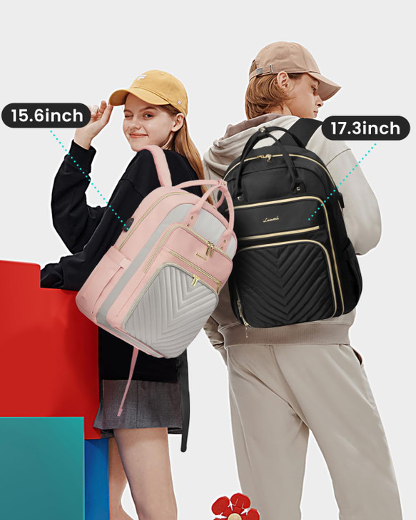 LOVEVOOK Laptop Backpack for Women, Water Resistant Travel Work Backpacks Purse Stylish Business Teacher Nurse Computer Bag with USB Charging Port, F