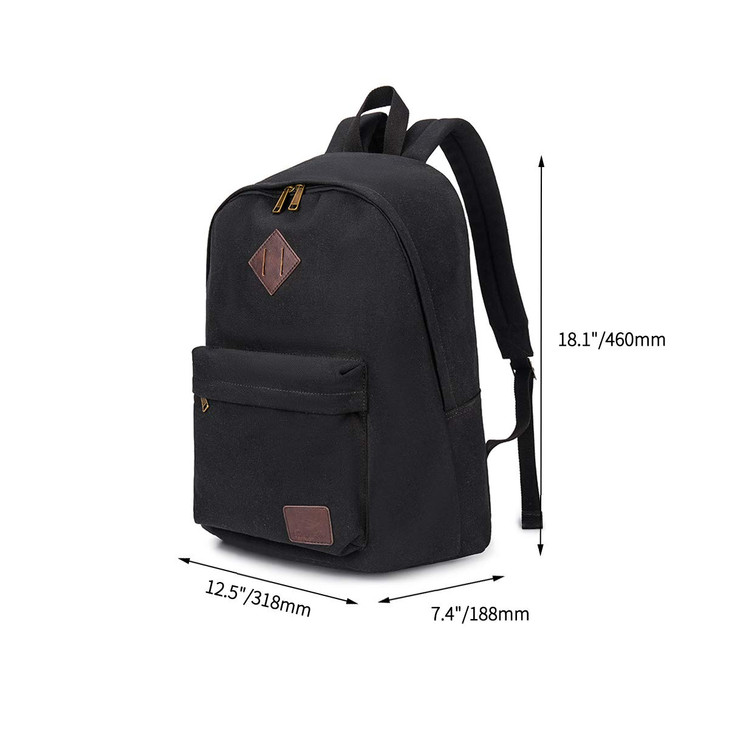 seemeroad Canvas Laptop Backpack Durable Rucksack Travel Notebook Bag School Backpack Bookbag for Men Women Black Factory Directly
