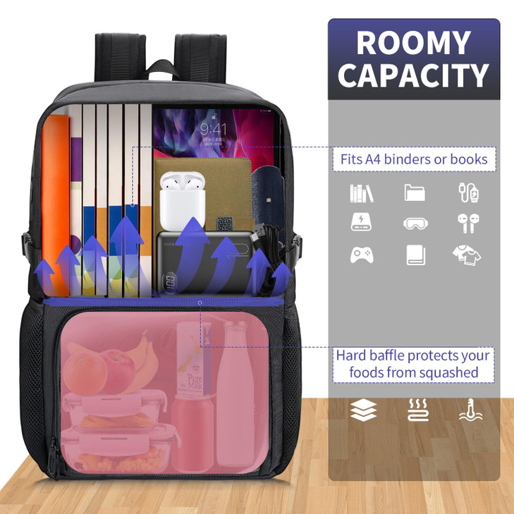 BERTASCHE Lunch Backpack, Work Backpack with Insulated Cooler Lunch Box 15.6 inch Laptop Backpack for Men Women, TSA Large Daypack for Commuter Colle