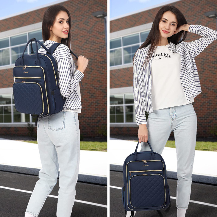 LOVEVOOK Laptop Backpack for Women, Water Resistant Travel Work Backpacks Purse Stylish Business Teacher Nurse Computer Bag with USB Charging Port, F