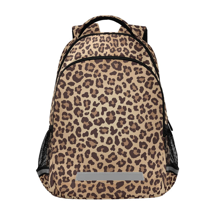 MNSRUU School Backpack with Chest Strap, Leopard Beige Brown Texture Laptop Backpack One Size