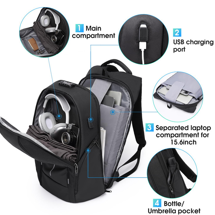 BANGE Travel Backpack for 15.6 Inch Notebook,Lightweight Work Backpacks for Men, Daily Fashion Backpack for Men and Women