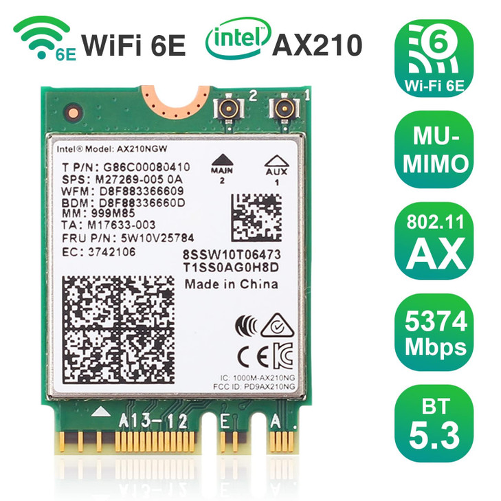 EDUP WiFi 6E AX210 NGW Wireless Card, Intel Laptop Network Adapter with Bluetooth 5.3, Tri-Band 5400Mbps WiFi Module, M.2/NGFF 2230 WiFi Chip, MU-MIM