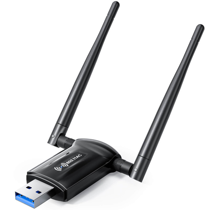 USB WiFi Adapter for Desktop PC - 1300Mbps Wi-Fi 5G 2.4G USB 3.0 Wireless Adapter with WiFi Antenna for Win11/10/7 WiFi Dongle for Desktop PC Laptop