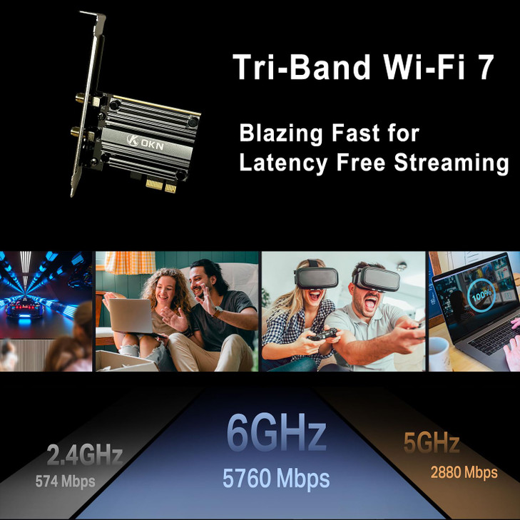 WiFi 7 PCIE Card 9.3Gbps 802.11BE WiFi 6E Card with Bluetooth 5.4 Tri-Band 4K QAM 320MHz WiFi 7 BE200 Inside Wireless Network Adapter for PC Desktop