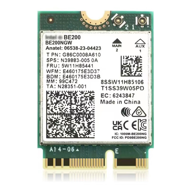 WiFi 7 BE200NGW WiFi M.2 Card Tri-Band 802.11be WiFi Module, 6-Stream 9.3Gbps, Bluetooth 5.4, 4K QAM, 320MHz, 802.11BE Adapter for Laptop and PC, Sup