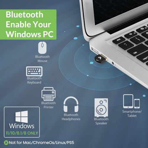 Avantree DG45 USB Bluetooth Adapter Dongle for PC, Computer, Desktop & Laptop, Compatible with Windows 11/10/8.1/8 Only - Connects Bluetooth Headphon