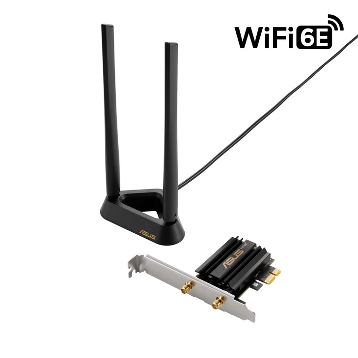 ASUS WiFi 6E + Bluetooth 5.2 PCI-E Expansion Card (PCE-AXE58BT) - Supports 6GHz Band, WPA3, 160MHz, WPA3 Network Security, OFDMA and MU-MIMO, Externa