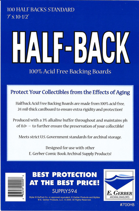 E.gerber 100 Half-backs Standard Comic Size - 7 X 10-1/2