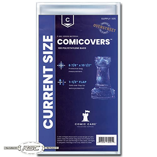 ComiCovers Current Polyethylene Comic Book Bags 6-7/8" x 10 1/2" Plus 1 1/2" Flap